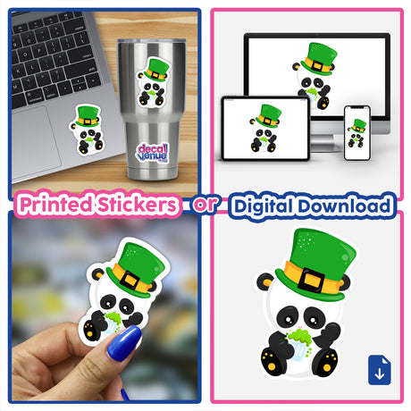 St Patrick's Day Panda with Beer Mug Sticker