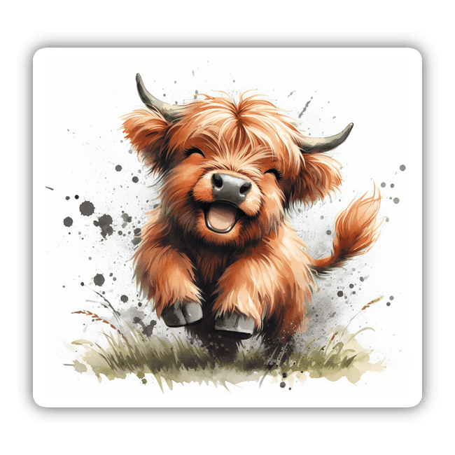 Cute Highland Cow Running