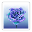 Close-up of a blue rose sticker or digital artwork, showcasing intricate petals and vivid details.