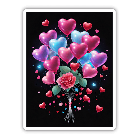 Heart Balloons and Rose Bouquet