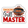 Smoking Hot Grill Master Sticker: Vibrant digital artwork featuring a red and orange barbecue grill with flames, showcasing the title "Smoking Hot Grill Master" in bold lettering.