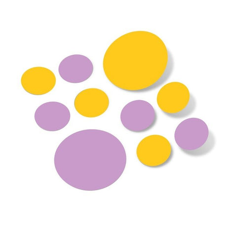 Yellow and Lilac Polka Dot Circles Wall Decals