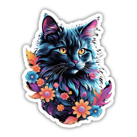 Black Cat Surrounded by Flowers