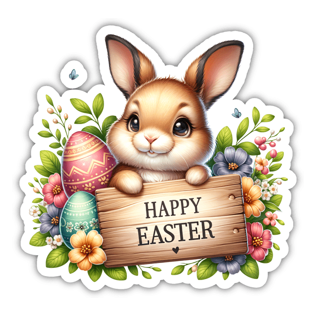 Cute Happy Easter Bunny Sticker