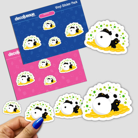 St Patrick's Day Panda Gold Coins Sticker