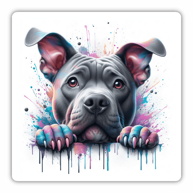 Polychromatic Peeking Paint Drip Pitbull