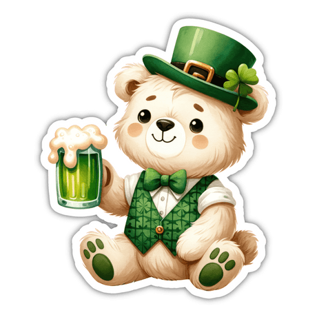 St Patrick's Day Teddy Bear Sticker