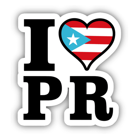 I love Puerto Rico Sticker featuring a heart with a flag and star, available as stickers or digital artwork.