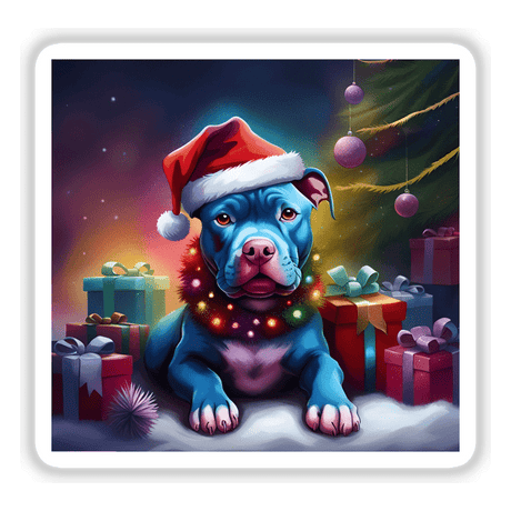 Laying Blue Santa Pitbull