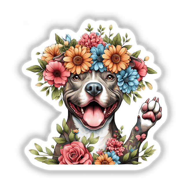 Floral Waving Pitbull