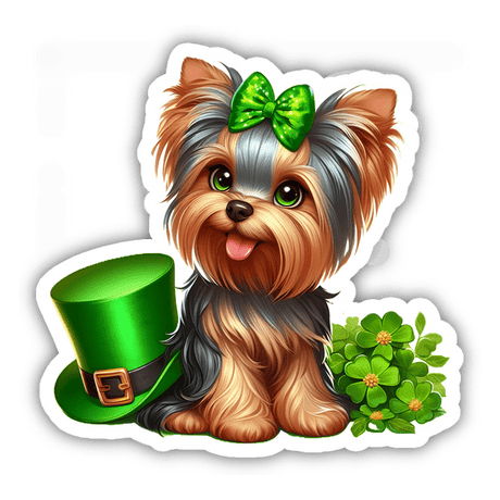 Smiling Yorkie St Patricks Day