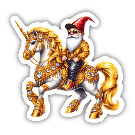 Hip Hop Gnome riding Unicorn