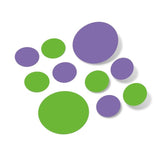 Lime green and lavender polka dot wall decals for home decor.