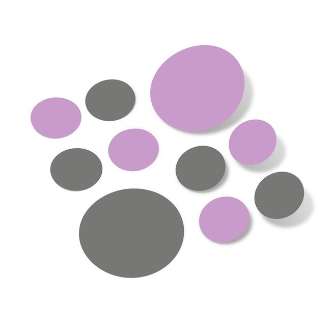 Grey / Lilac Polka Dot Circles Wall Decals