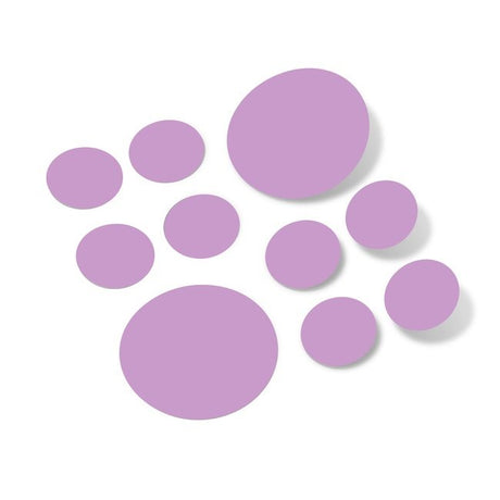 Lilac polka dot circles wall decals for home decoration.