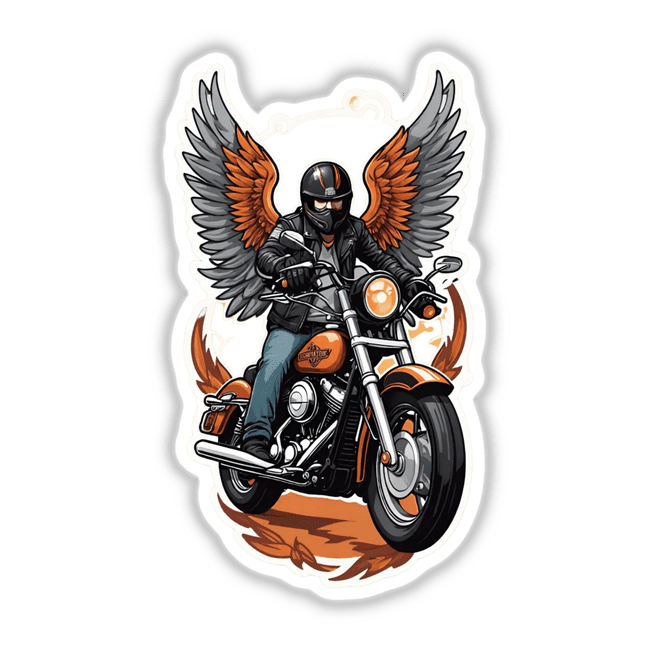 Motorcyclist on Motorcycle with wings