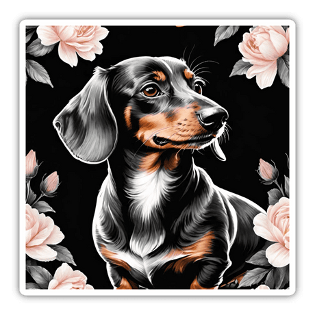 Beautiful Dachshund Dog Floral Accents PA16