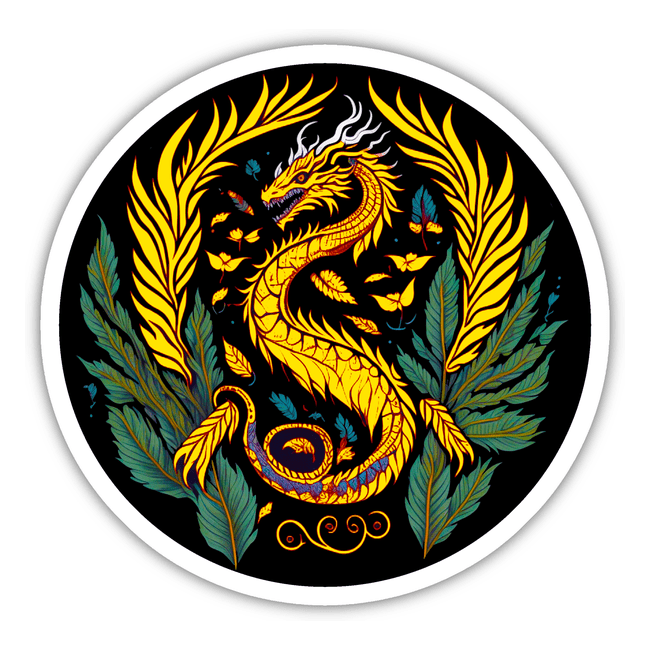 ELECTRIC YELLOW DRAGON BADGE round