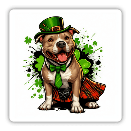 St Patricks Day Pitbull in Kilt