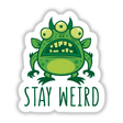 Stay Weird Alien Monster: A green cartoon monster with three eyes, available in Sticker Pack or single stickers from Decal Venue.