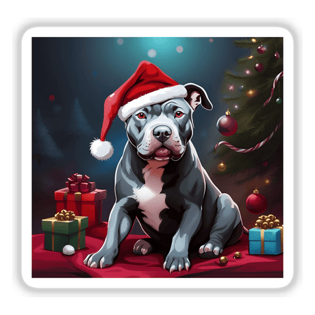 Blue Christmas Pitbull w/ Background