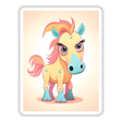 Adorable angry horse digital artwork with colorful features and expressive eyes, perfect for stickers or digital downloads.