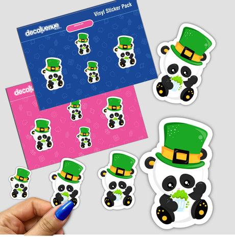 St Patrick's Day Panda with Beer Mug Sticker