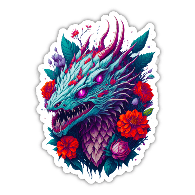 Bright Dragon with Flowers